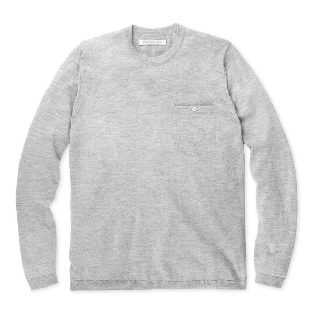 Outerknown Palisades Pocket Crewneck Sweater Merino Wool Gray Size LARGE $168